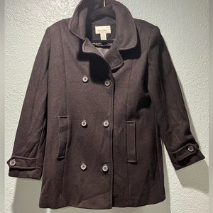 Cherokee Large Black Double Breasted Wool Pea Coat